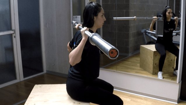 Box Squat mit Langhantel